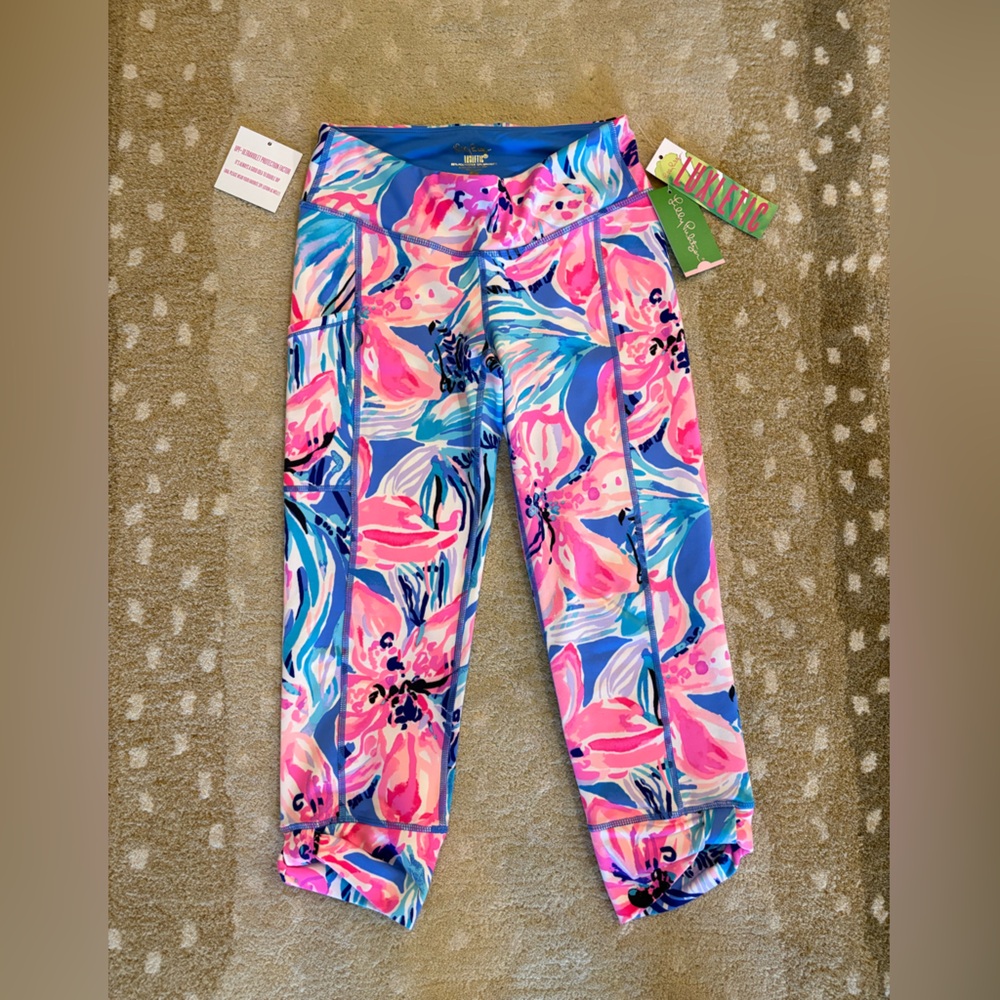 Lilly Pulitzer Pink, Blue & White Floral Leggings